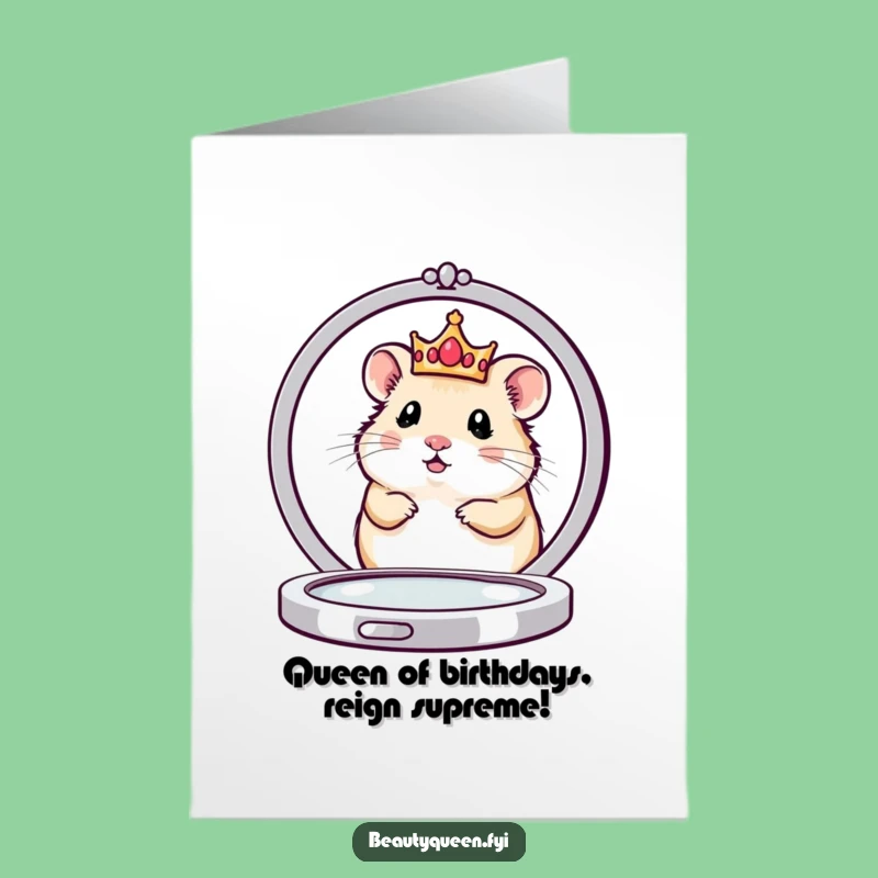 Free Printable Hamster Queen Birthday Card: Cute Crown Peek! Funny Downloadable Card.