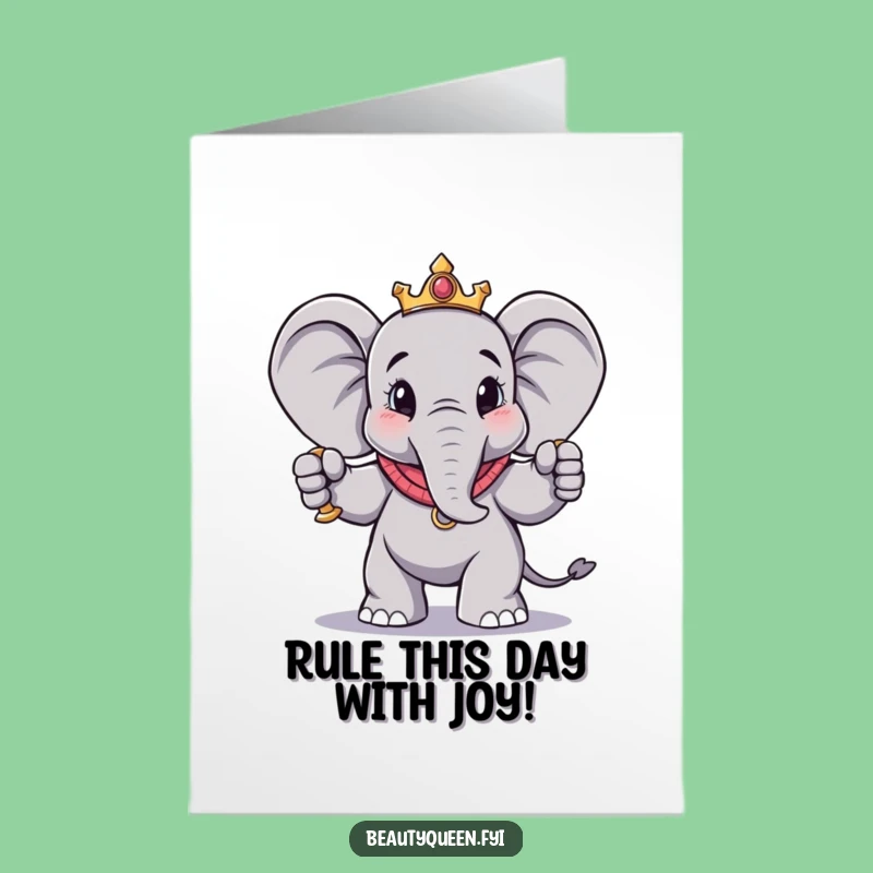 Royal Free Printable Elephant Birthday Card - Majestic Pose Downloadable Gift