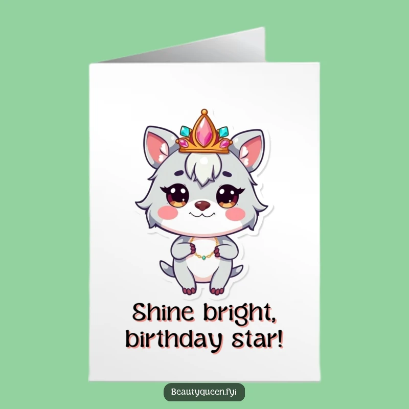 Free Printable Birthday Card: Whimsical Animal Crowned, Confident Pose, Funny DIY Gift