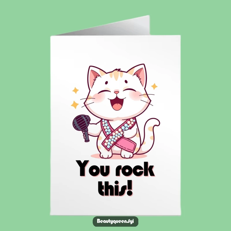 Free Printable Cat Congratulations Card: Giggling Pop Star for a Funny Downloadable Gift