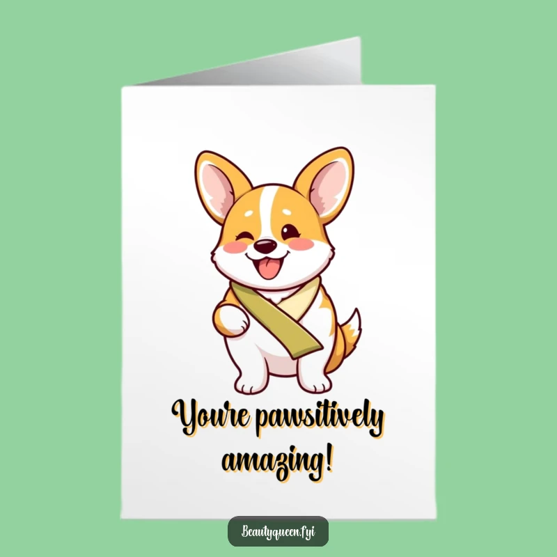 Free Printable Congrats Card: Proud Corgi Victory - Funny Downloadable Gift