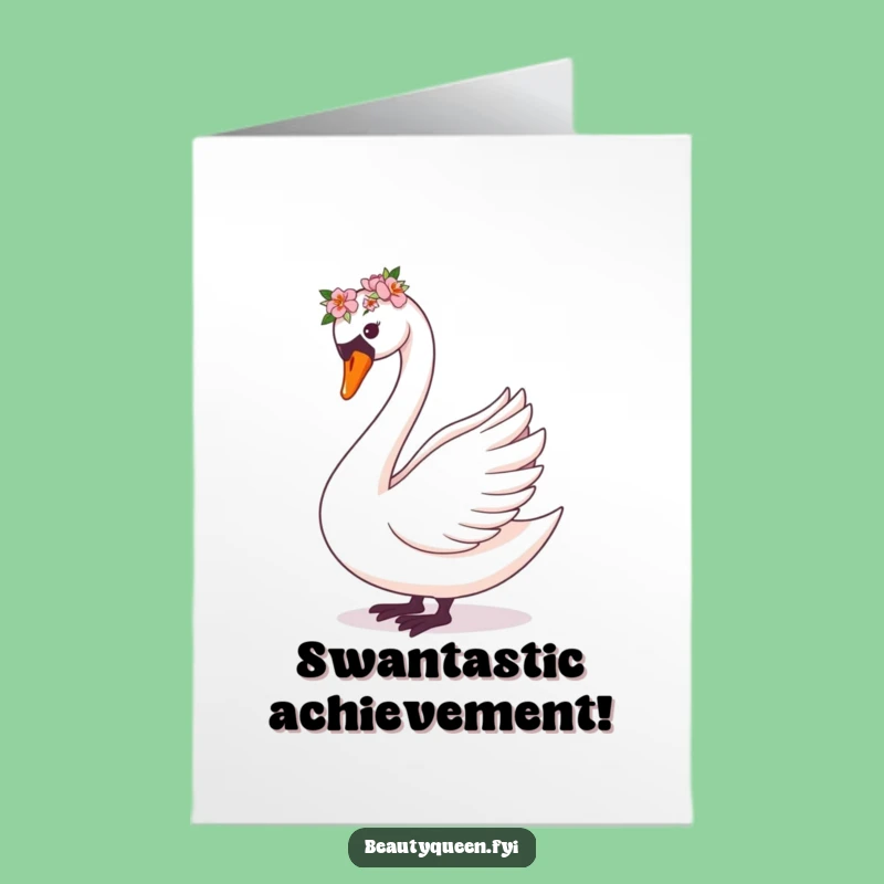 Free Printable Congratulations Card: Swan Flower Crown Celebration Downloadable