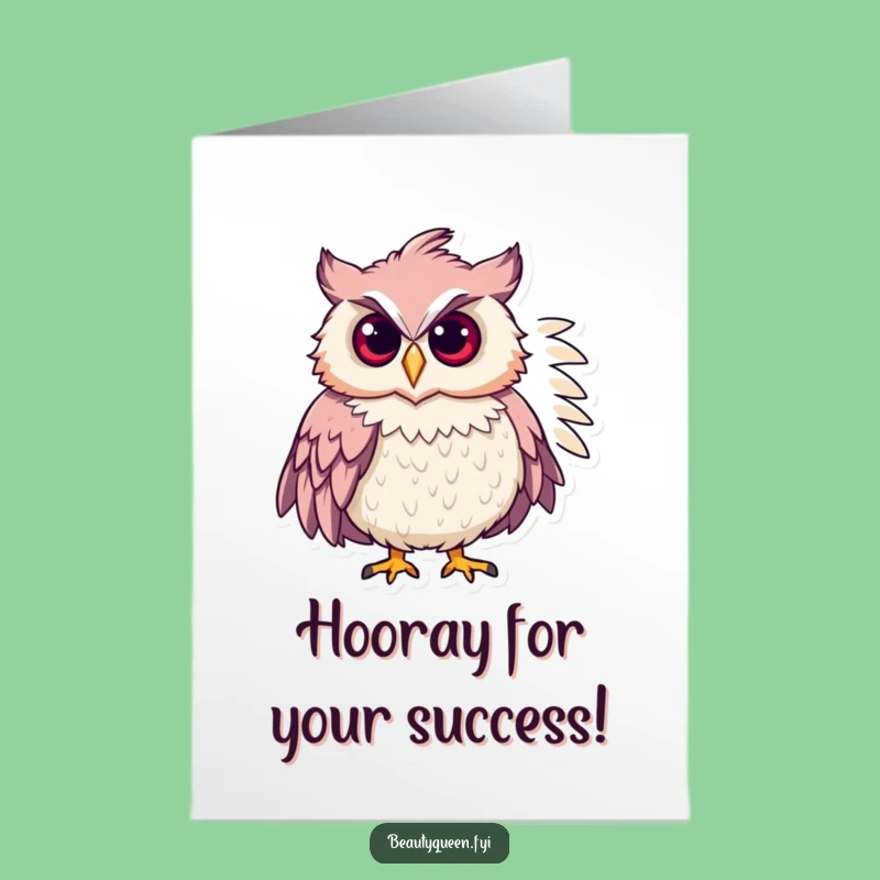 Free Printable Congrats Card: Chic Owl Boa Success - Funny Downloadable Gift
