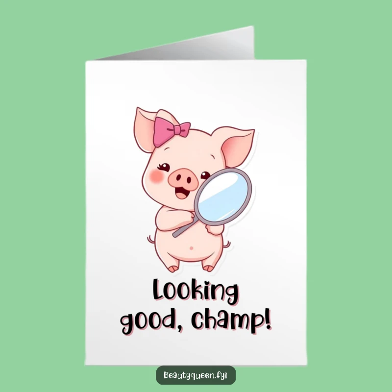 Free Printable Piglet Congratulations Card: Funny Mirror Pose Downloadable Greeting