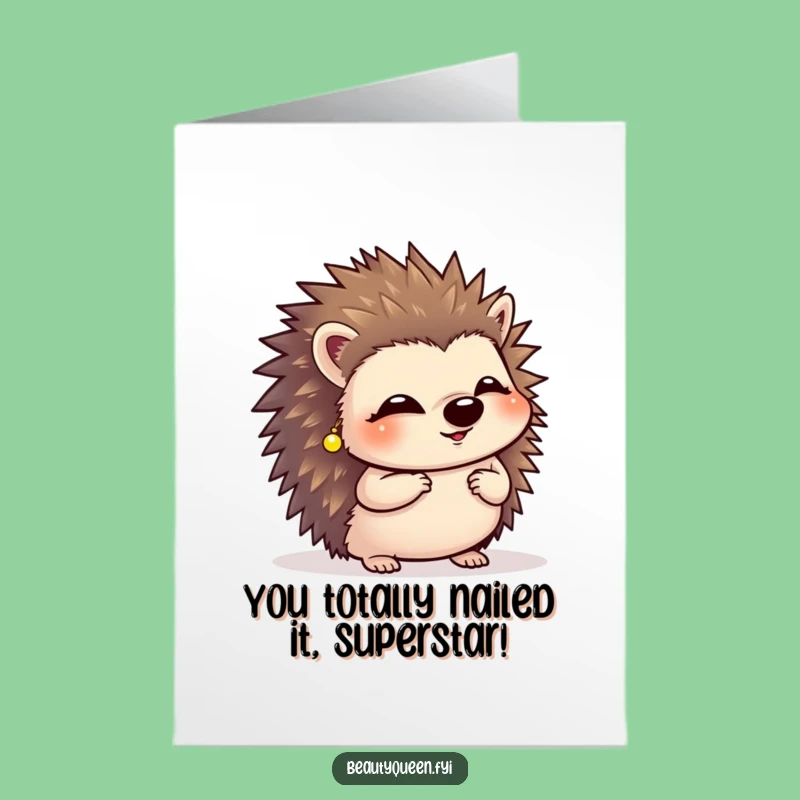 Free Printable Congrats Card: Giggling Hedgehog Cheers - Funny Downloadable Gift