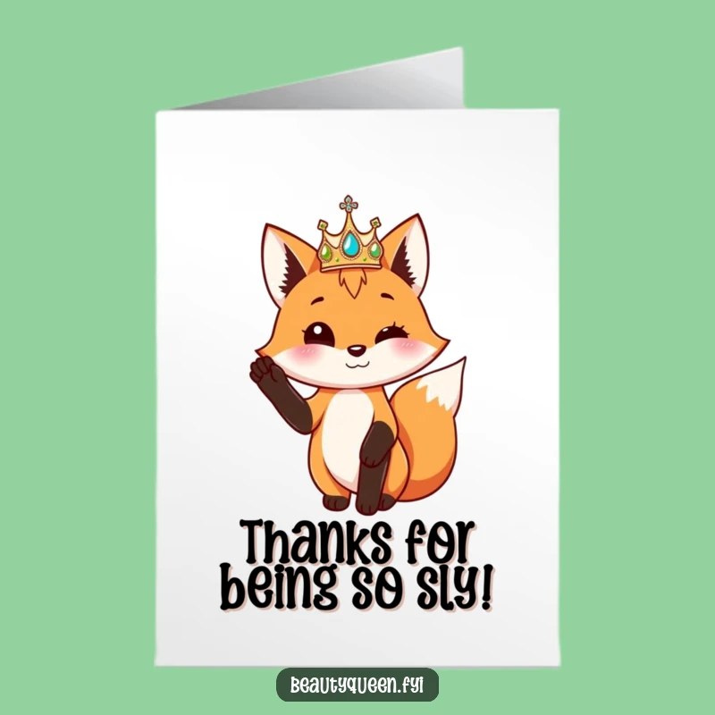 Free Printable Fox Thank You Card: Funny Royal Thanks Digital Download Gift