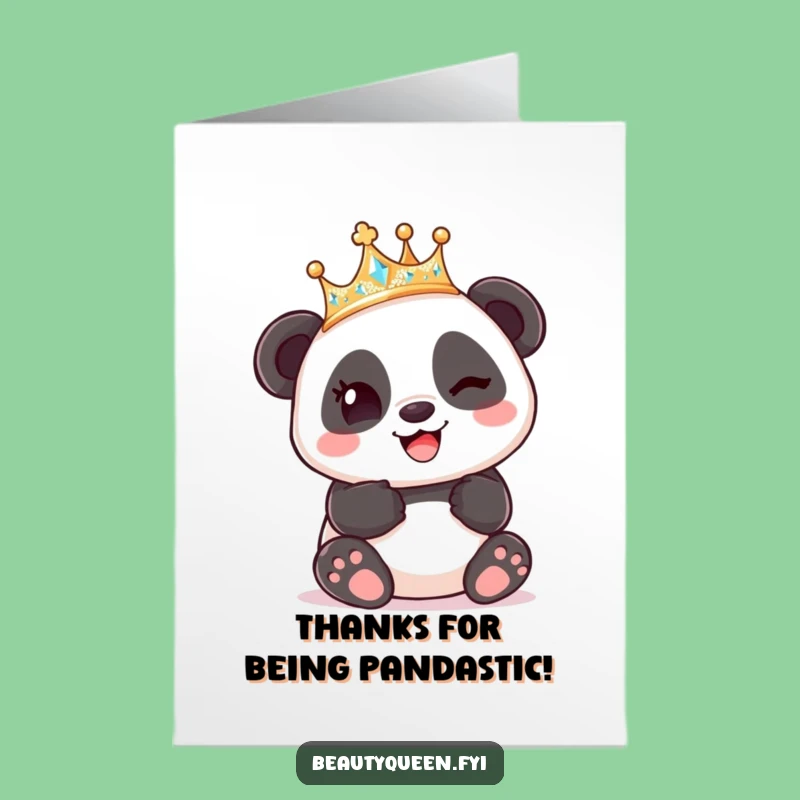 Free Printable Funny Thank You Card: Panda King Winking, Perfect Downloadable Gift