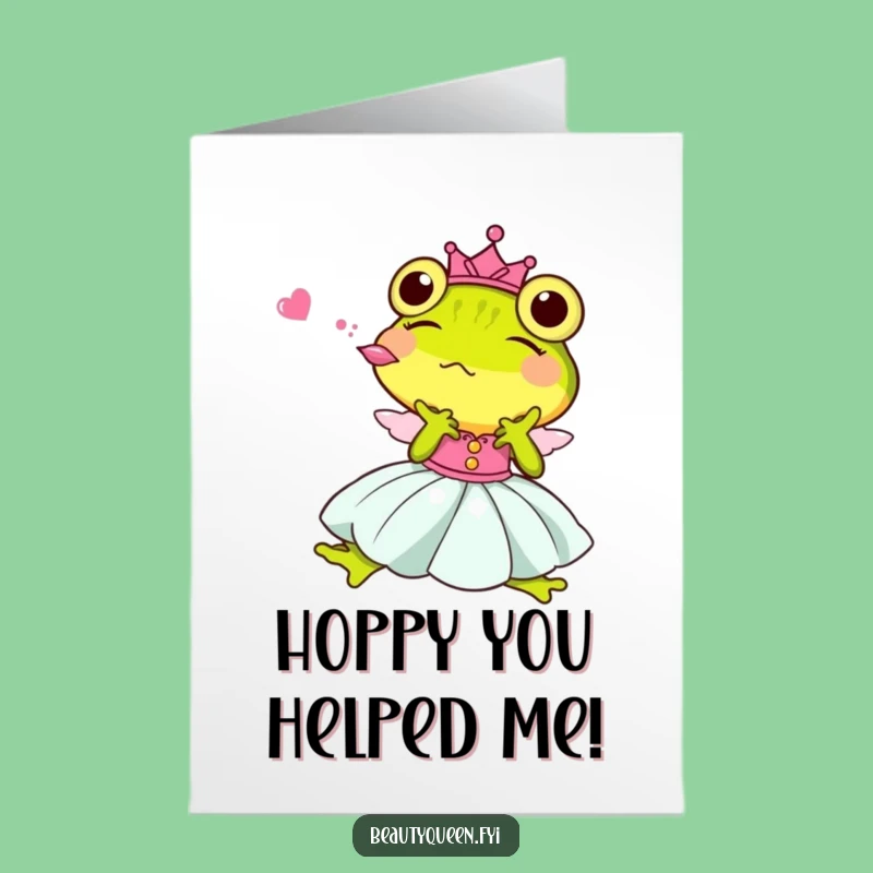 Free Printable Funny Thank You Card: Princess Frog Kissing, Perfect Humorous Downloadable Gift
