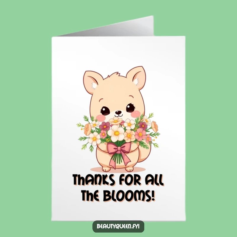 Free Printable Thank You Card: Adorable Animal Flowers, Regal Bow, Funny DIY Download Gift