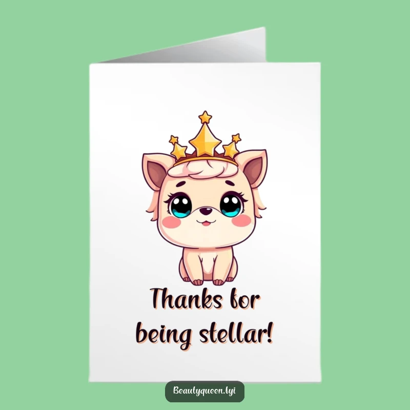 Free Printable Thank You Card: Amazed Animal with Star Crown, Humorous Download