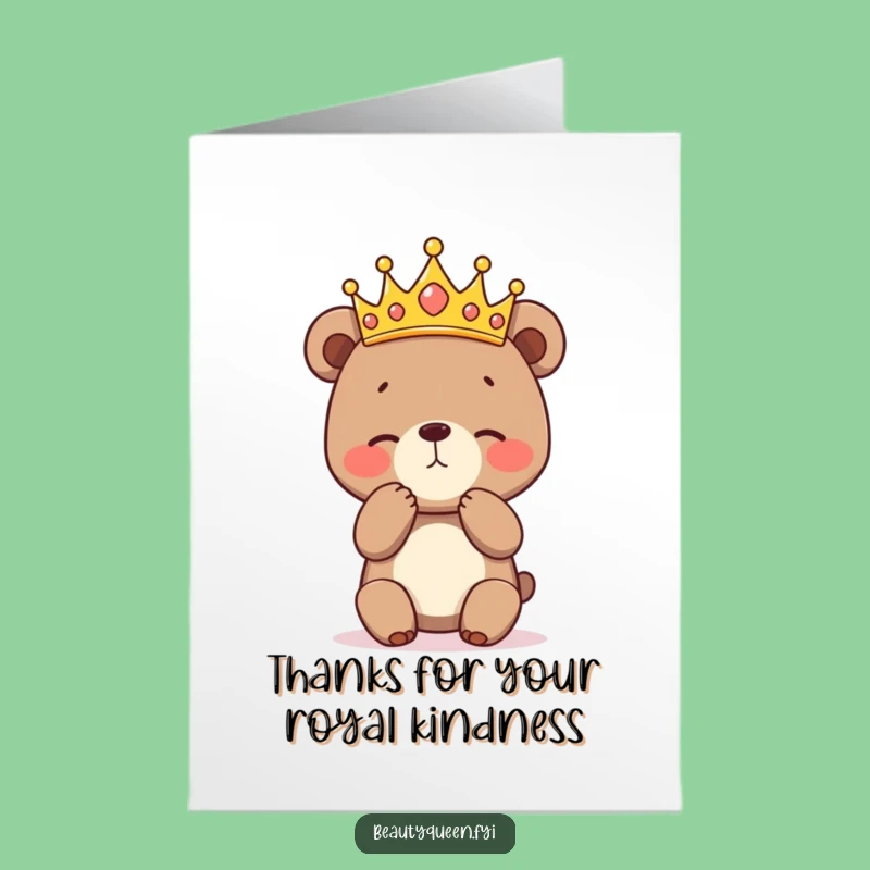 Free Printable Thank You Card: Bear Cub's Bashful Bow, Humorous Downloadable Thanks