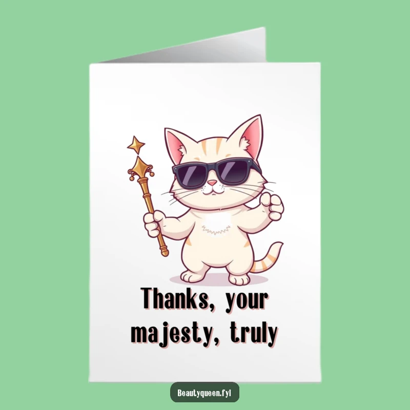 Free Printable Thank You Card: Cat King Thanks Funny Downloadable Gift