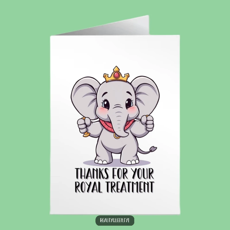 Majestic Free Printable Elephant Thank You Card - Scepter Pose Downloadable Gift