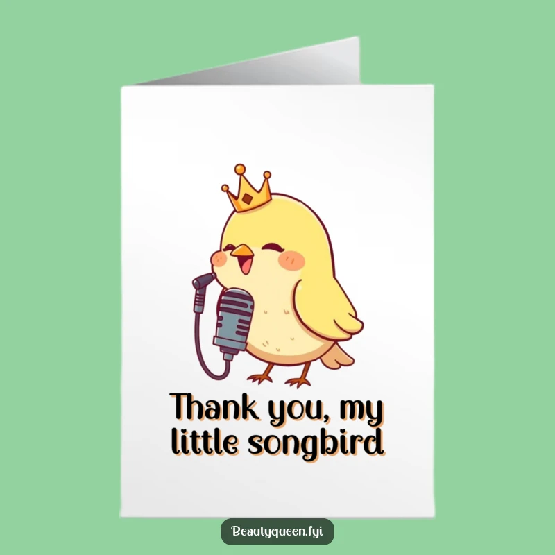 Free Printable Thank You Card: Bird's Royal Melody, Humorous Downloadable Gratitude