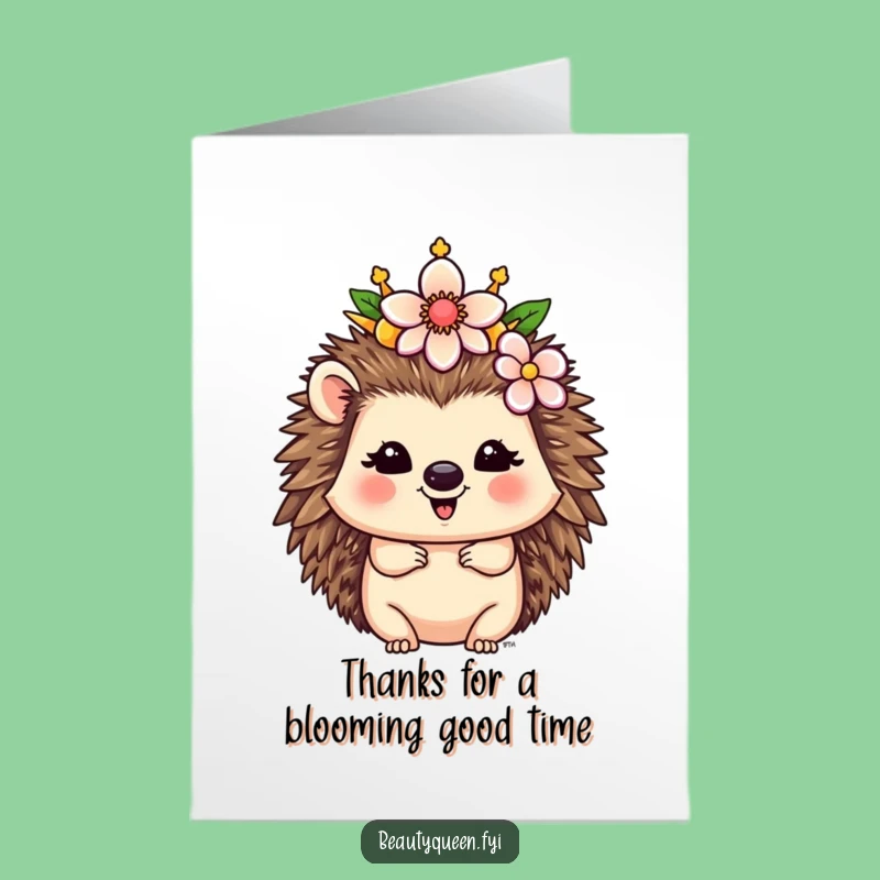 Free Printable Thank You Card: Hedgehog Queen's Floral Thanks - Downloadable Gift