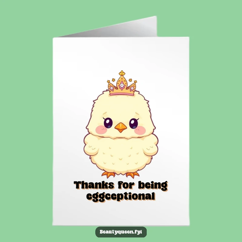 Free Printable Thank You Card: Fluffy Chick Tiara Gratitude Downloadable