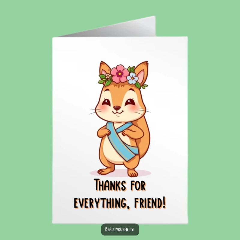 Free Printable Thank You Card: Squirrel Flower Crown Sash - Funny Downloadable