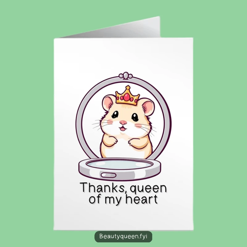 Free Printable Hamster Queen Thank You Card: Cute Crown Peek! Funny Downloadable Note.
