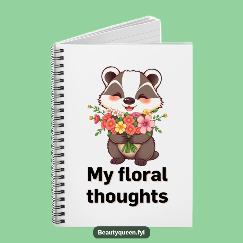Funny Happy Badger Flower Notebook - Journal Your Thoughts with Joyful Art