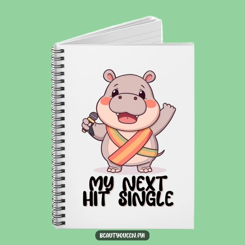 Funny Hippo Notebook: Microphone Star Journal, Sash Design, Perfect for Songwriters