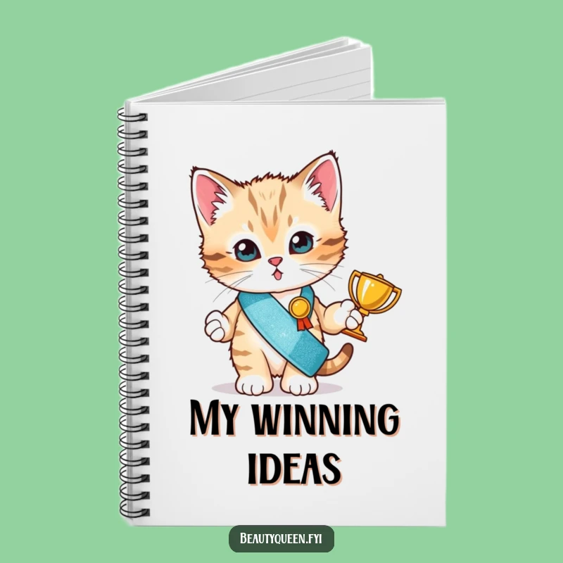 Funny Kitten Champion Notebook: Tiny Winner Trophy & Sash Journal - Gift Idea