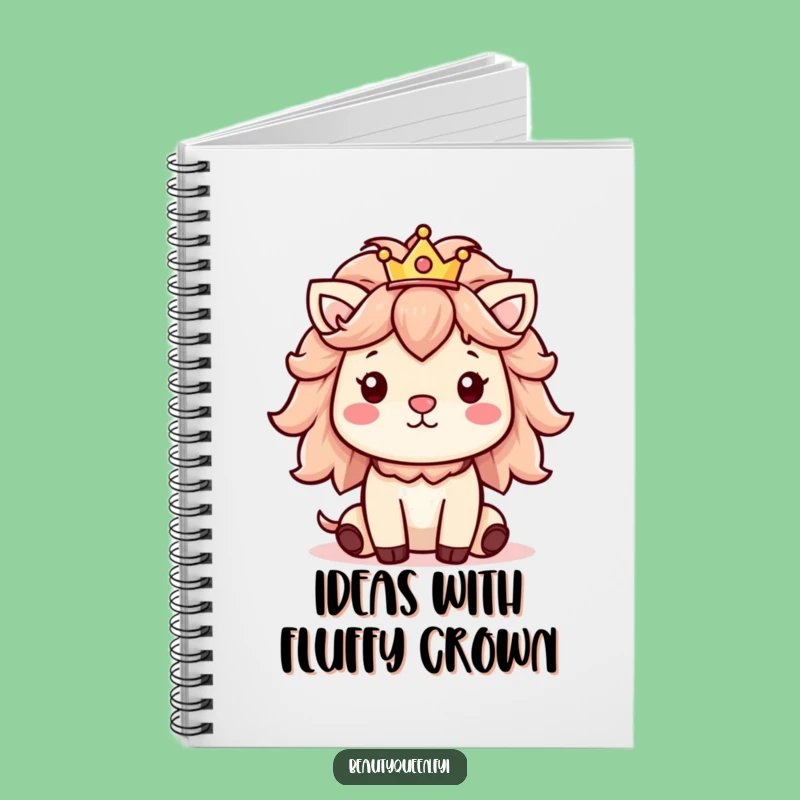 Funny Notebook: Cheerful animal fluffy mane and crown, jot down royal ideas