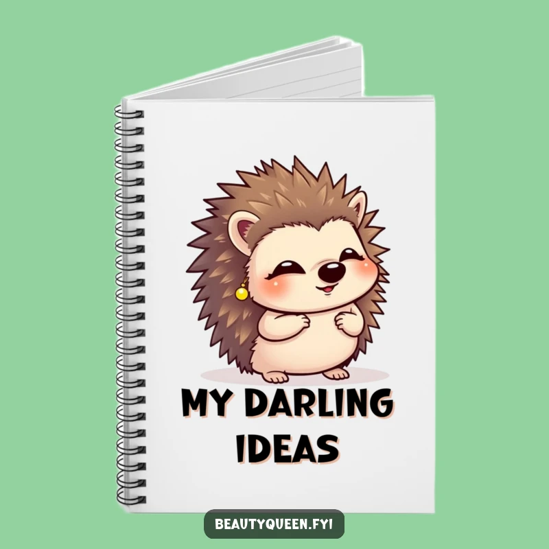 Funny Giggling Hedgehog Notebook: Cute Curtsy Journal with Tiny Earrings, Perfect Gift!