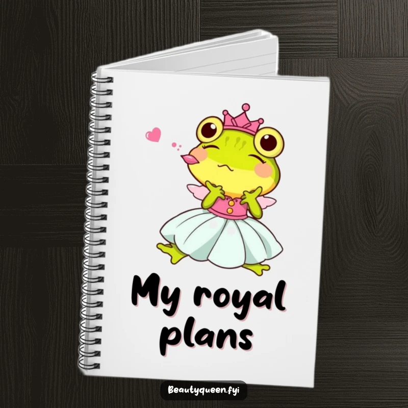 Funny Princess Frog Notebook, a delightful frog princess mid-kiss, inspiring humor & creativity in note-taking.