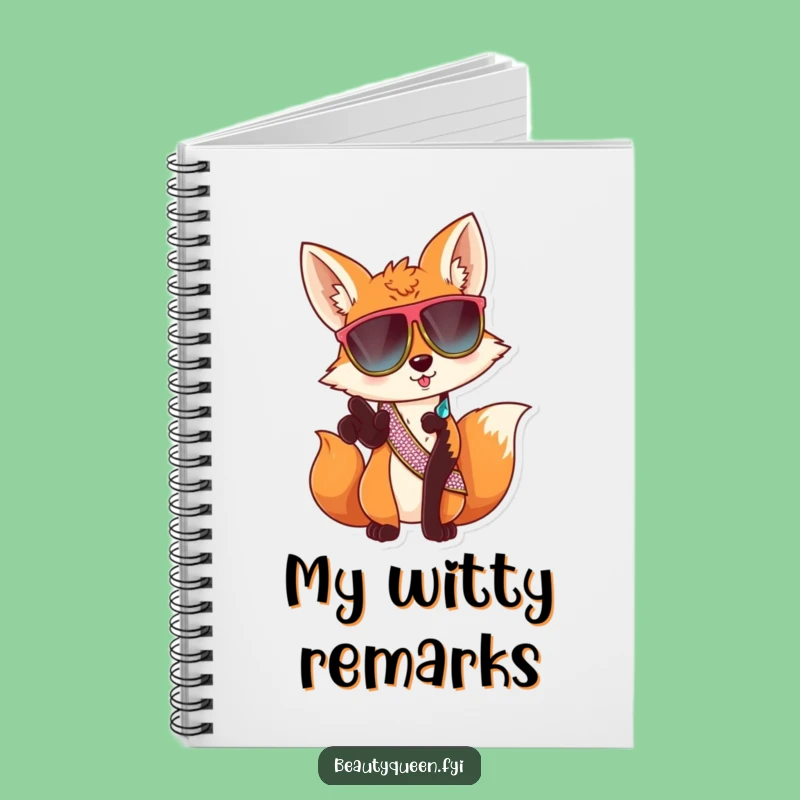 Funny Fox Sunglasses Notebook - Sassy Animal Journal - Perfect Humorous Gift