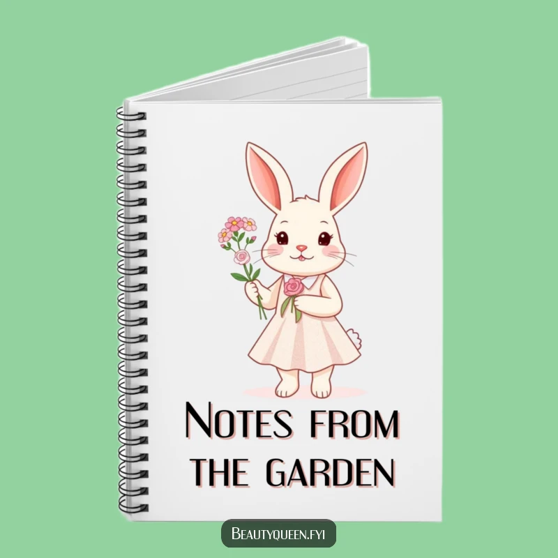 Funny Rabbit Sparkle Dress Notebook - Cute Floral Journal Gift