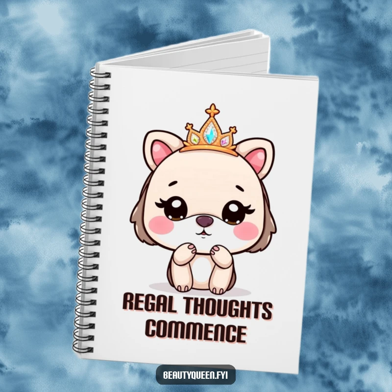 Funny notebook with a cute animal wearing a sparkly tiara, blowing a kiss goodbye, perfect for journaling thoughts.