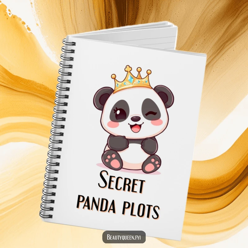 Funny Panda King Crown Notebook, a panda wearing a crown winks playfully, for humorous and relaxed writing.