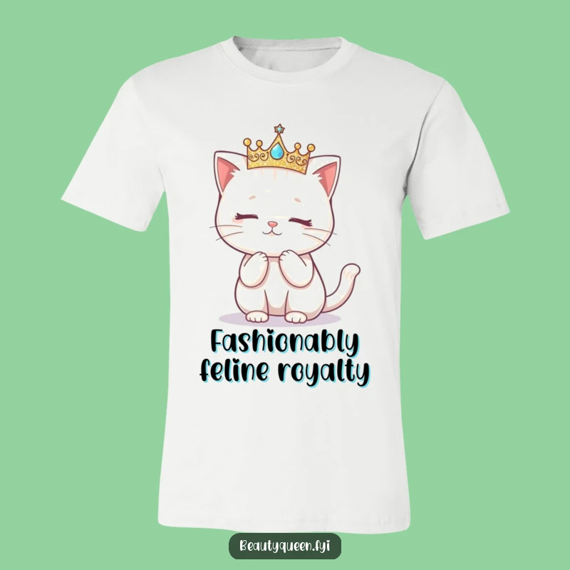Funny Kawaii Cat Crown Curtsy T-Shirt: Adorable Royal Style, Hilarious Gift
