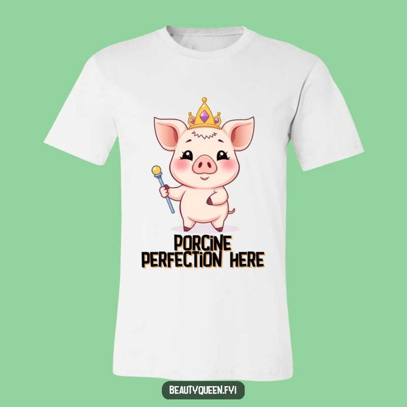 Funny Piglet Tiara Tee: Elegant Smiling Porker, Regal & Hilarious Animal Shirt Gift