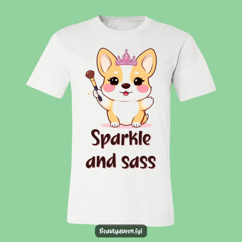 Funny Corgi Makeup Artist T-Shirt: Royal Blushing Dog Tee Gift