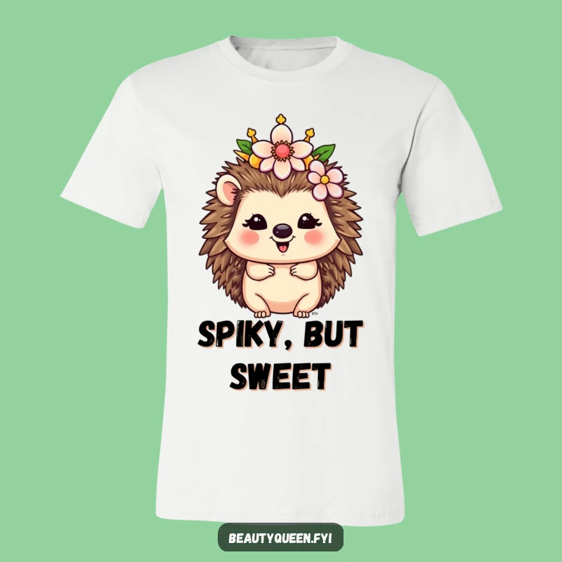 Funny Hedgehog Queen T-Shirt: Whimsical Flower Crown Tee Gift
