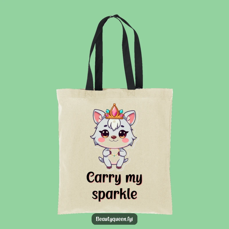 Funny Market Crown Animal Tote Bag - Whimsical Jeweled Accessory