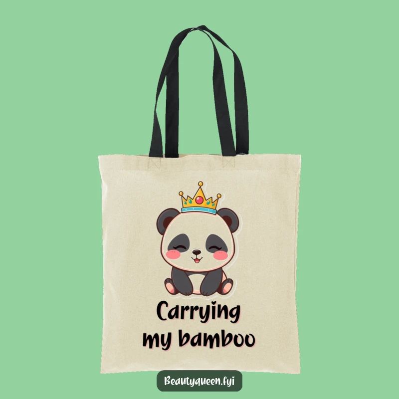 Funny Panda Tiara Tote Bag - Playful Bear Carryall - Practical & Humorous Gift