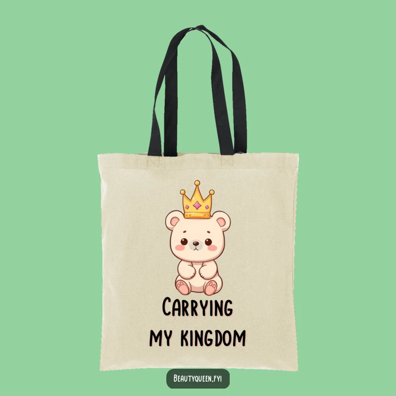 Funny Bear Tote Bag: Cute Crown Balancing Carry-All for Daily Use