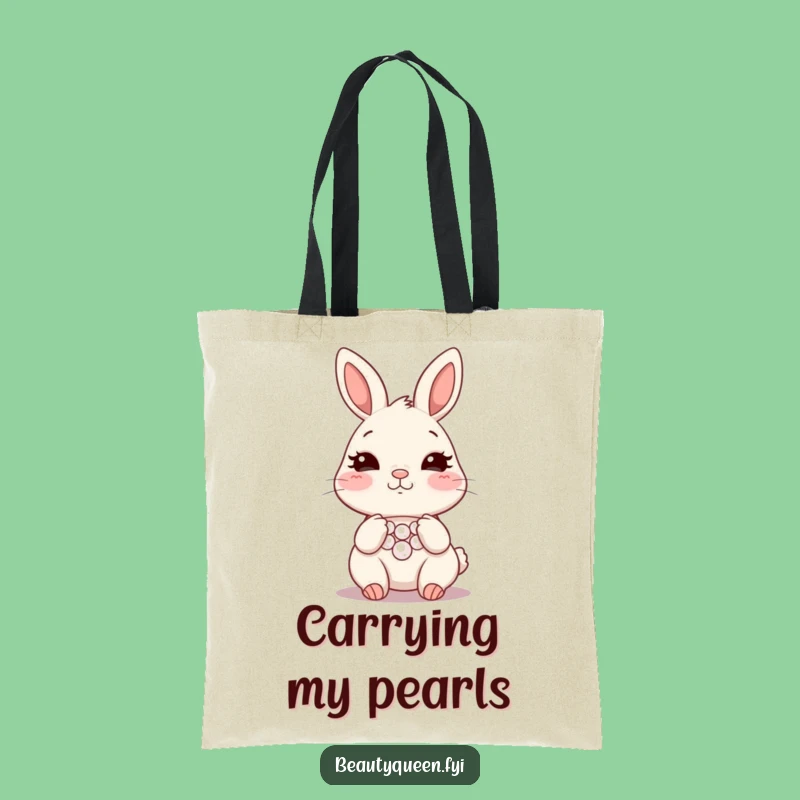 Funny Bunny Necklace Tote Bag - Blushing Rabbit Carryall - Practical & Humorous Gift