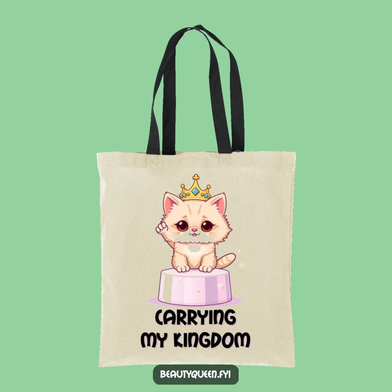 Funny Cat Crown Tote Bag - Royal Feline Carryall - Practical & Humorous Gift