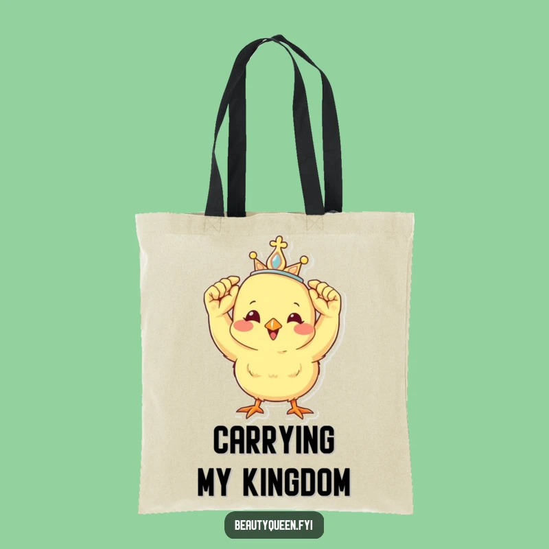 Funny Chick Tiara Tote Bag: Cheerful Royal Accessory - Chic Gift