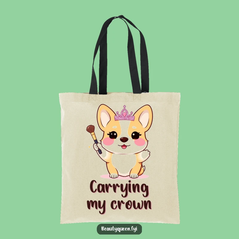 Funny Corgi Makeup Bag: Royal Blushing Corgi Princess Tote Gift