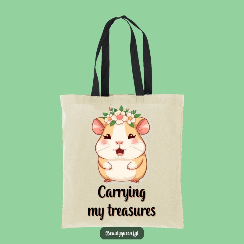 Funny Guinea Pig Floral Crown Tote Bag: Carry Your Giggles Everywhere