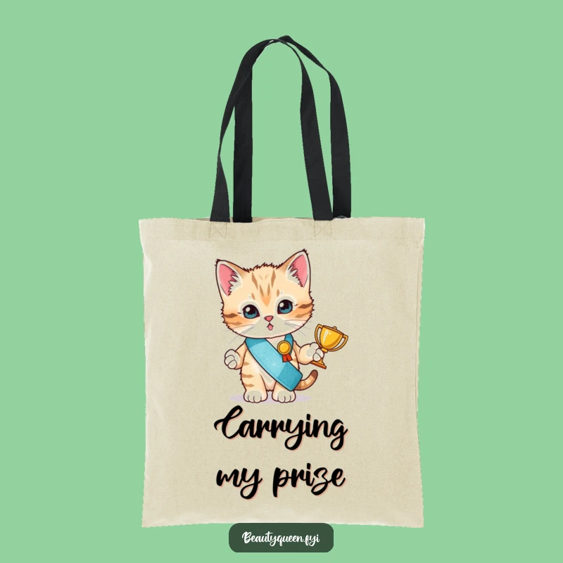 Funny Kitten Champion Tote Bag: Stylish Tiny Winner Accessory - Ideal Gift
