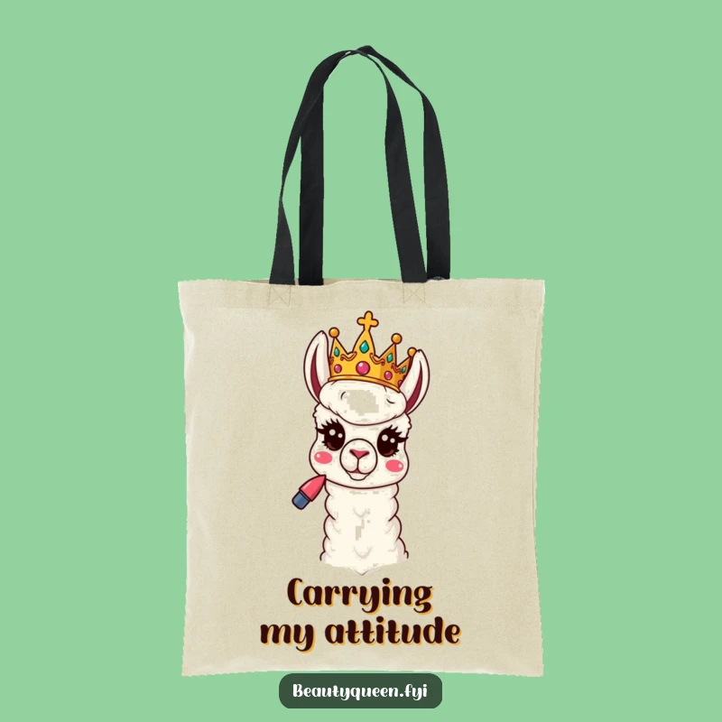 Funny Llama Queen Tote Bag: Sassy Royal Makeup Carry-All Gift