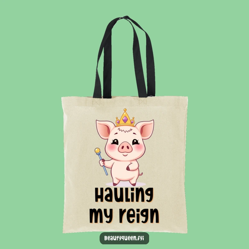 Funny Piglet Tiara Tote Bag: Elegant Porker Kiss, Spacious & Hilarious Accessory Gift