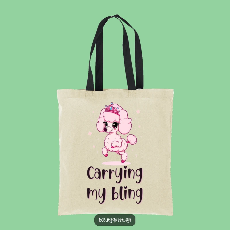 Funny Poodle Tote Bag: Sparkly Tiara Dog Carry-All for Style