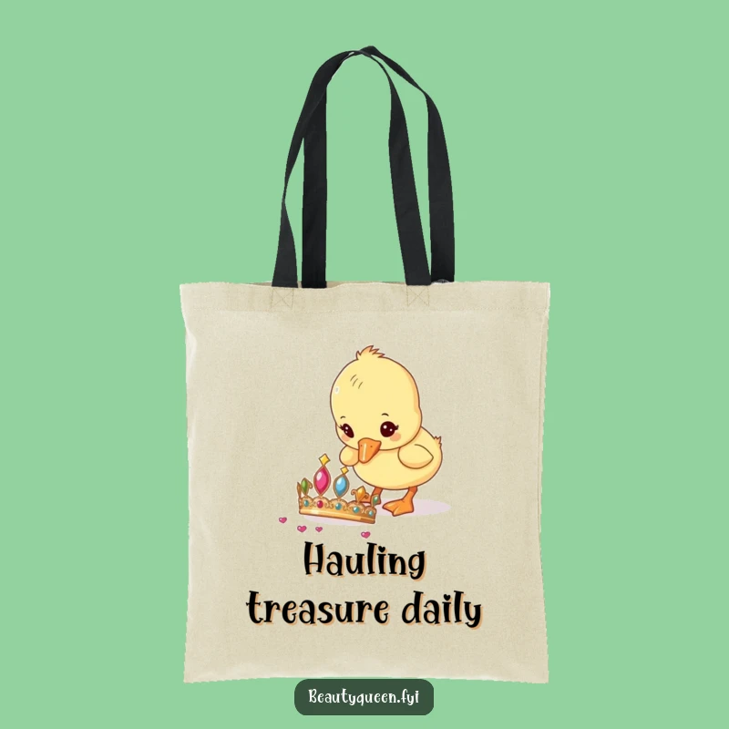 Funny Tote Bag: Duckling & Tiara Mishap, Carry Your Fun, Funny Gift!