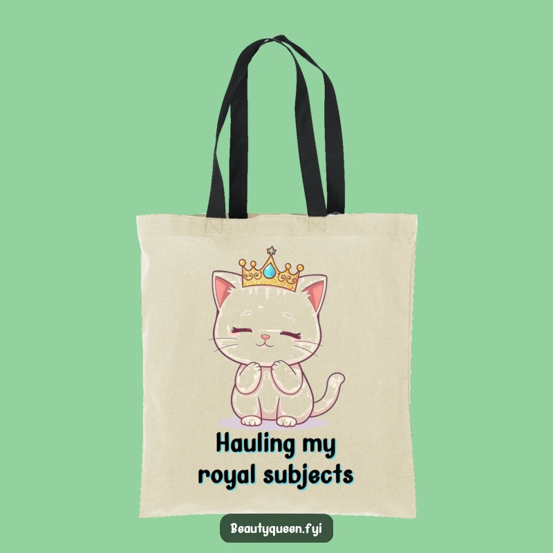 Funny Kawaii Cat Crown Curtsy Tote Bag: Stylish Feline Accessory, Hilarious Gift